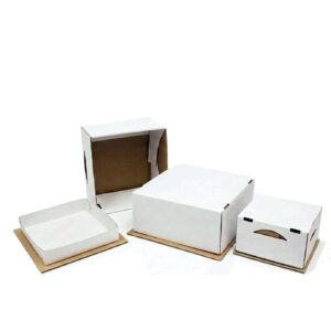 Baltos dėžės tortams saugiam transportavimui