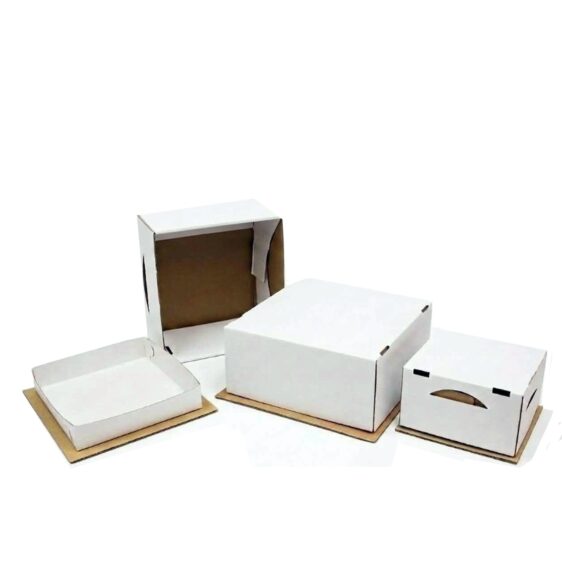 Baltos dėžės tortams saugiam transportavimui