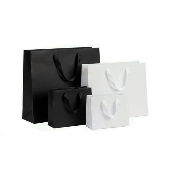 Prabangus popierinis maišelis su medžiagine rankenėle